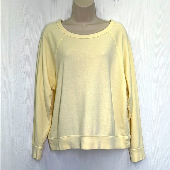 EVERLANE - Light Yellow Lightweight Long Sleeve Crewneck Sweatshirt Size Large - Picture 1 of 8